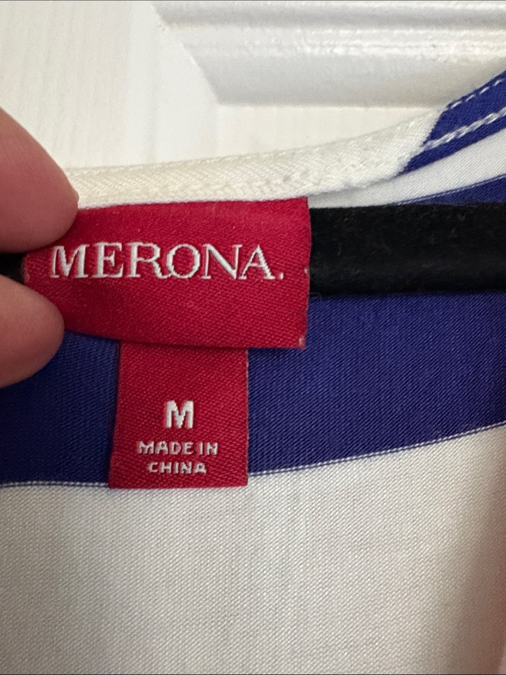 Merona Striped V‑Neck Midi Dress in White, Orange, Navy & Pink - Picture 2 of 5